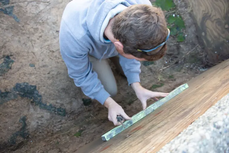 Leveling a form board for the new steps