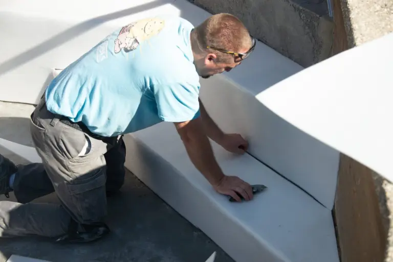 Covering the new steps in foam so the liner feels soft underfoot