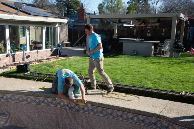 Pulling the new liner snug with a vacuum before the fill