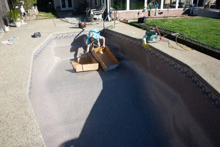 The liner set smooth over the floor and steps, ready for water